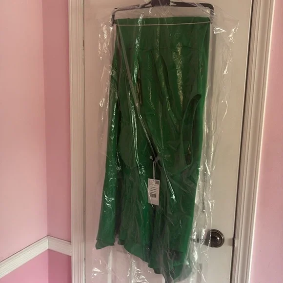 MANGO NWT Green Asymmetrical Dress with Side Slit Size 4 - Picture 8 of 8